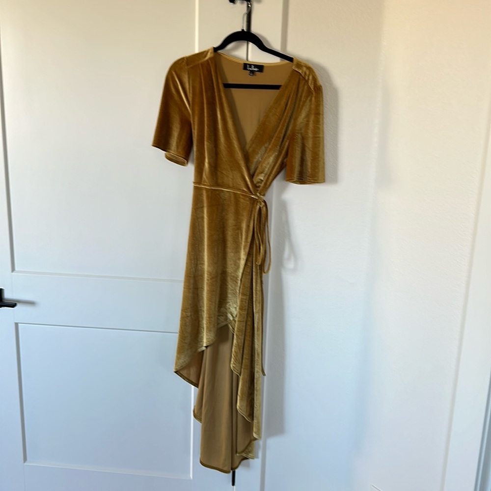 Lulus wrap dress , gold color